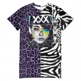 'Neo-Trash' CyberGirl Longline Unisex All-Over T-Shirt